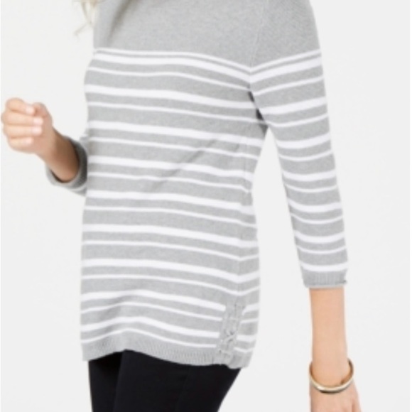 Women s Sweater Knitted
Pullover Striped XL Gray and White Striped - Picture 2 of 3